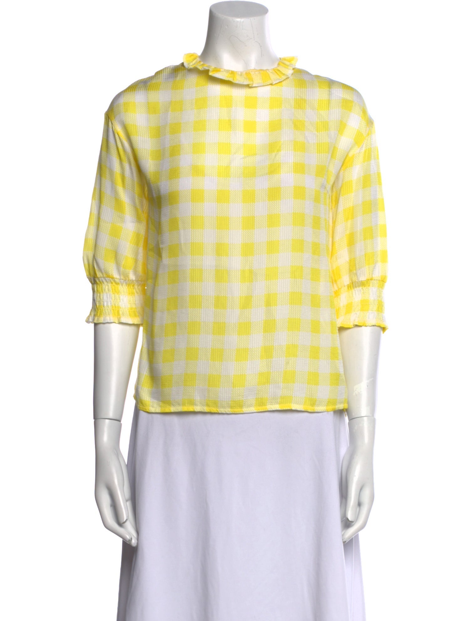 Baum und Pferdgarten Plaid Print Crew Neck Blouse