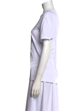 Baum und Pferdgarten Graphic Print Crew Neck T-Shirt