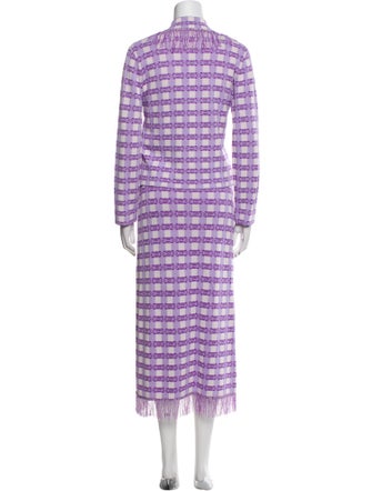 Baum und Pferdgarten Plaid Print Fringe Trim Accent Skirt Suit