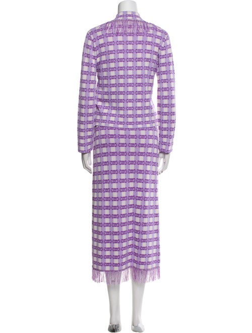 Baum und Pferdgarten Plaid Print Fringe Trim Accent Skirt Suit