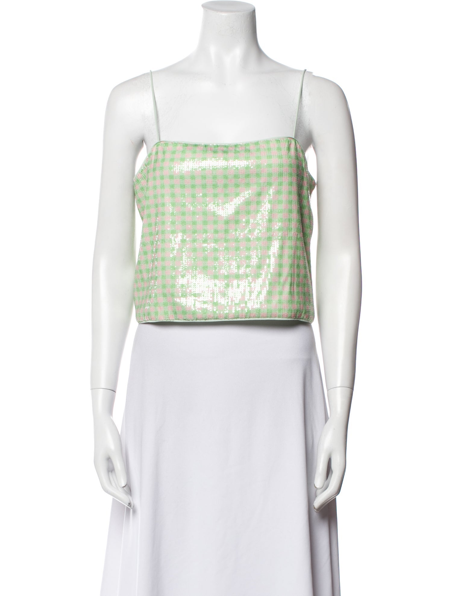 Baum und Pferdgarten Plaid Print Square Neckline Crop Top