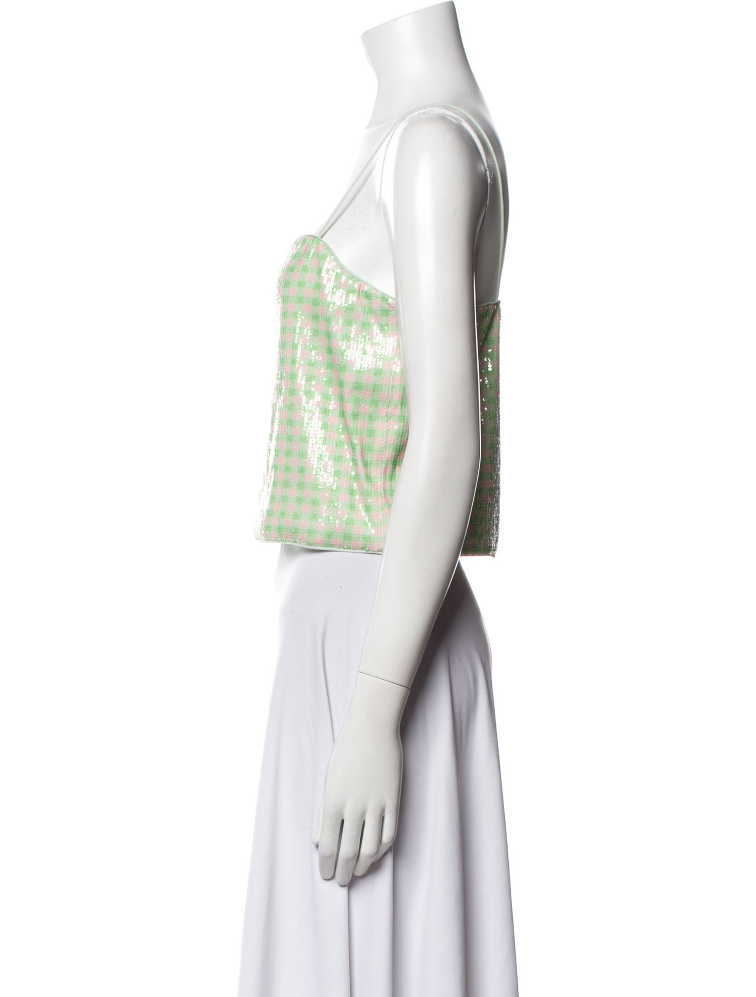 Baum und Pferdgarten Plaid Print Square Neckline Crop Top