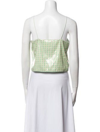 Baum und Pferdgarten Plaid Print Square Neckline Crop Top