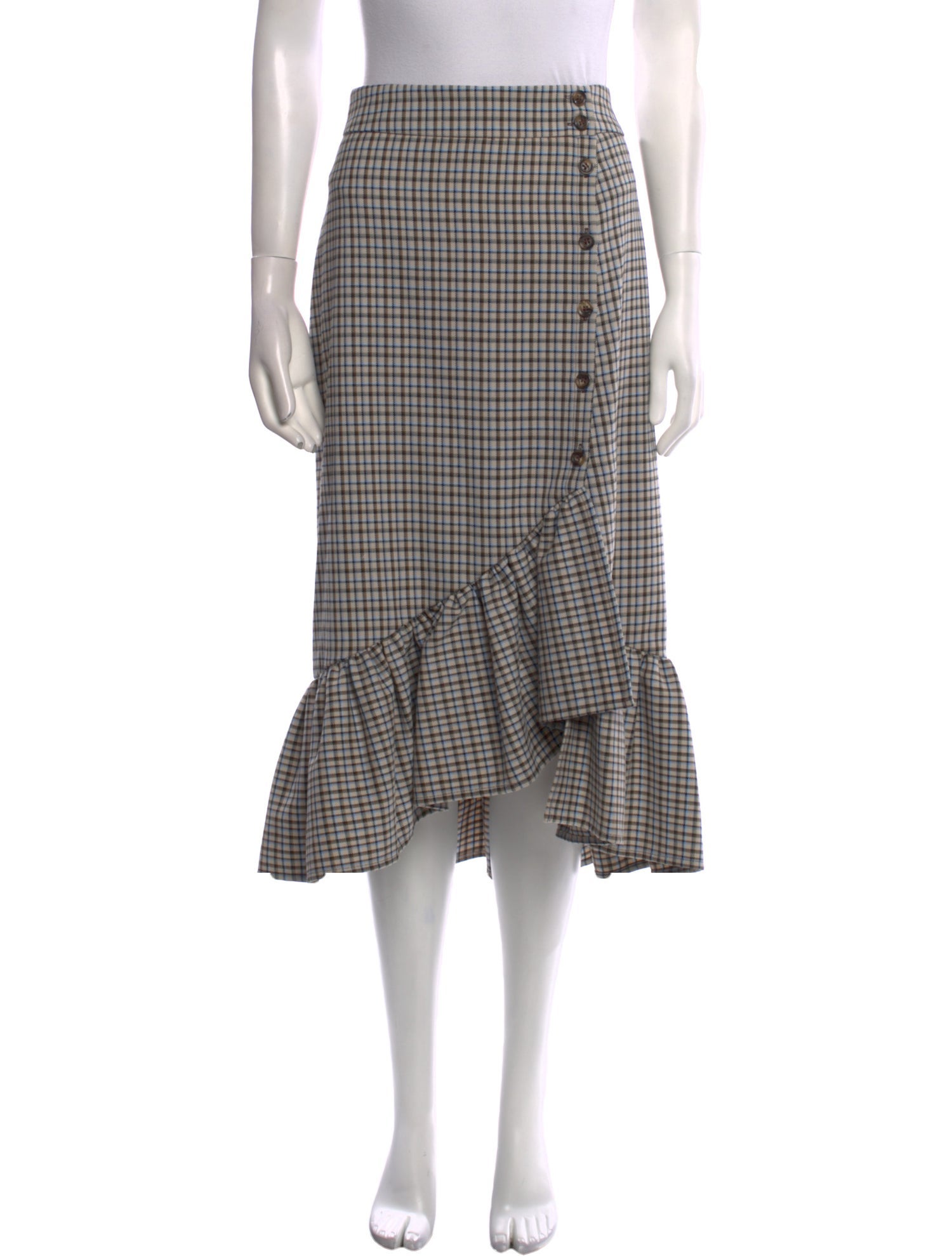 Baum und Pferdgarten Plaid Print Midi Length Skirt