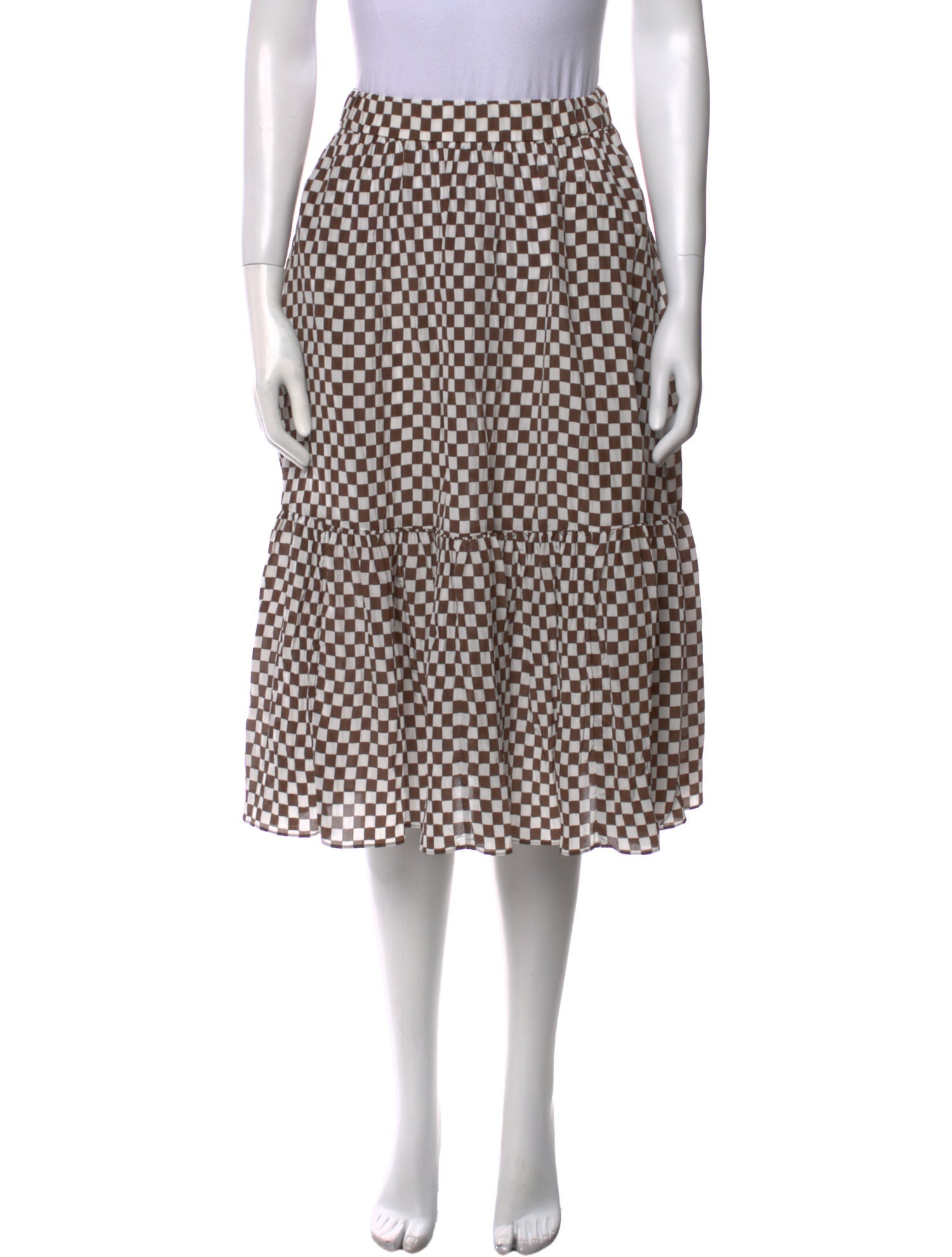 Baum und Pferdgarten Plaid Print Midi Length Skirt