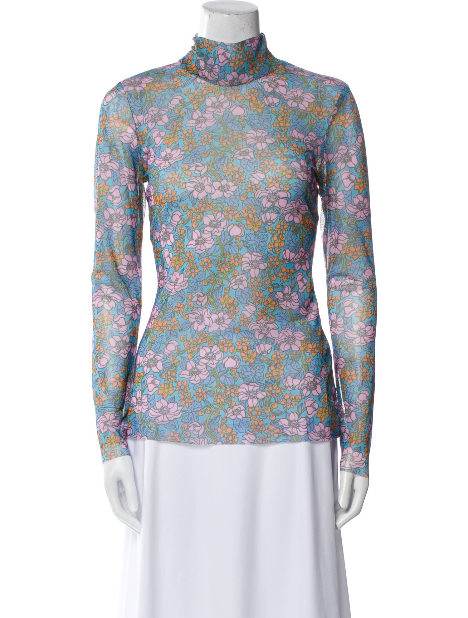 Baum und Pferdgarten Floral Print Mock Neck Blouse