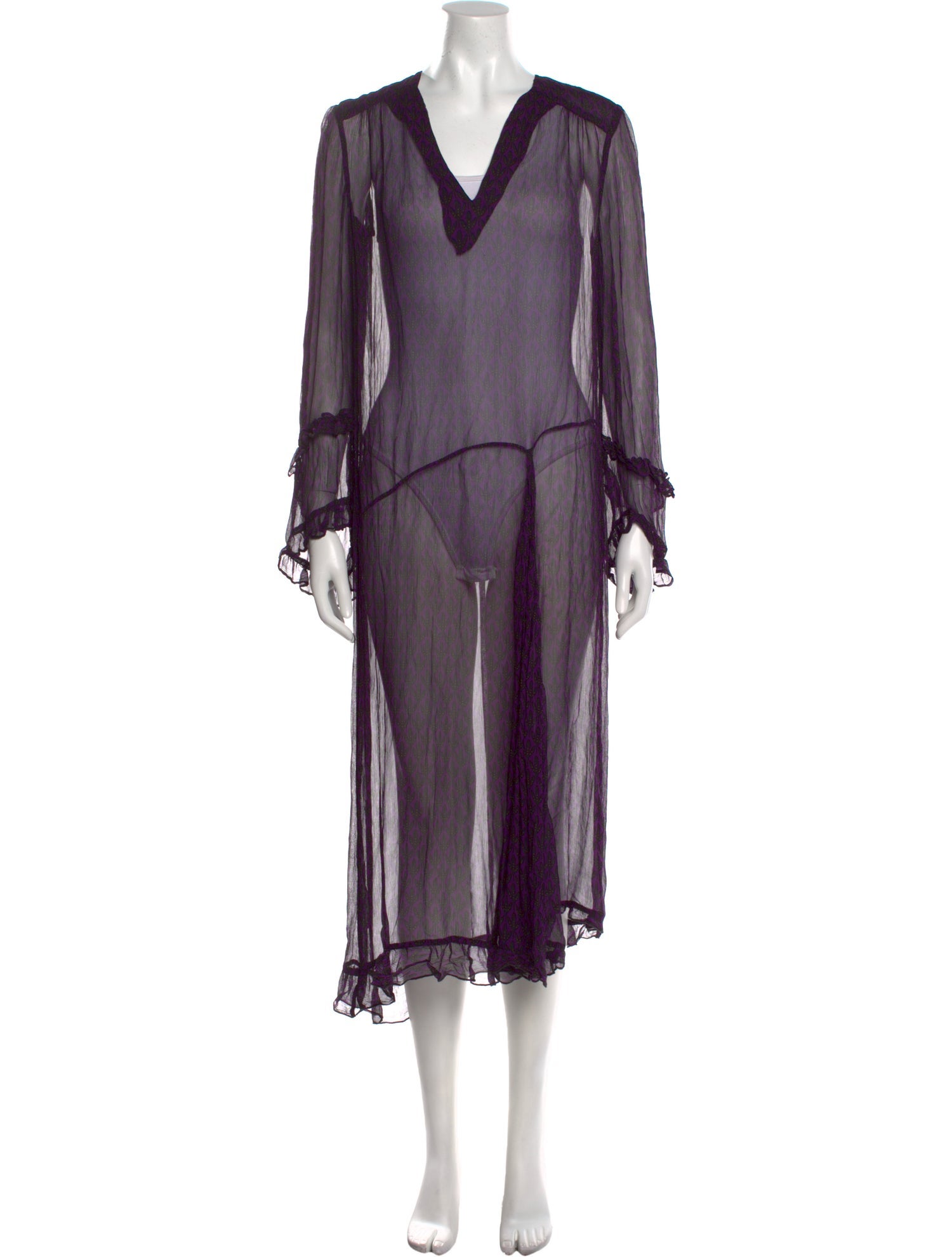 Baum und Pferdgarten V-Neck Midi Length Dress