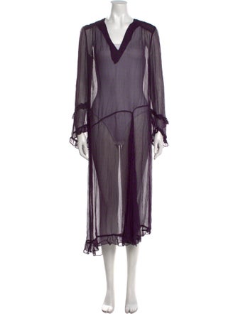 Baum und Pferdgarten V-Neck Midi Length Dress