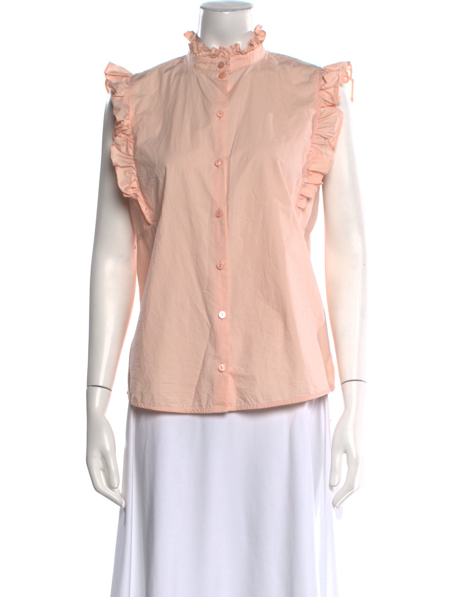 Baum und Pferdgarten Mock Neck Sleeveless Button-Up Top