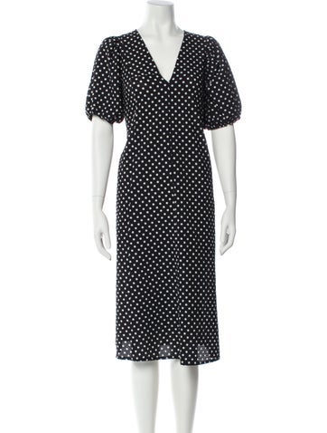 Pre-owned Baum Und Pferdgarten Polka Dot Print Midi Length Dress In Blue