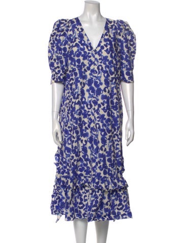 Pre-owned Baum Und Pferdgarten Printed Midi Length Dress In Blue