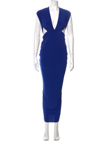 Pre-owned Baobab V-neck Long Dress In Blue