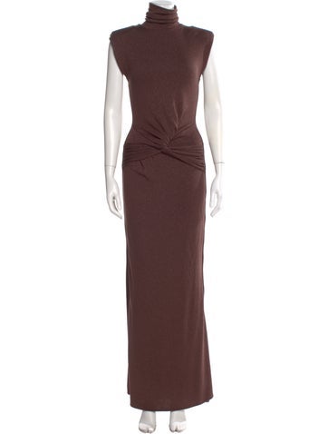 Pre-owned Baobab Turtleneck Long Dress In Brown