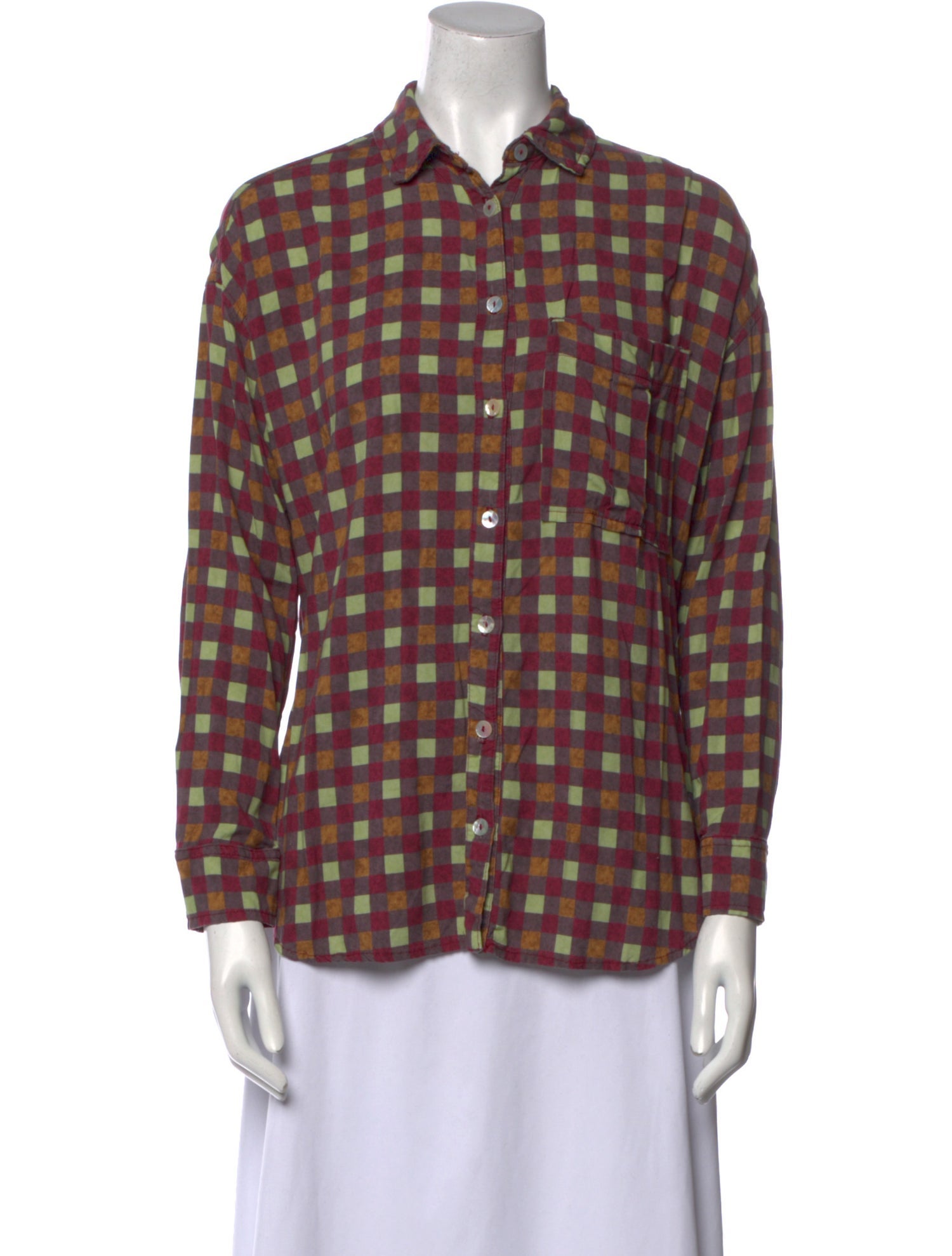 Back Beat Co. Plaid Print Long Sleeve Button-Up Top