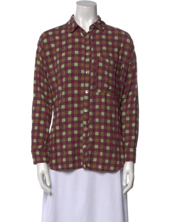 Back Beat Co. Plaid Print Long Sleeve Button-Up Top