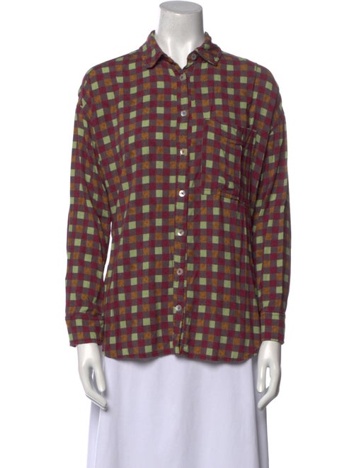Back Beat Co. Plaid Print Long Sleeve Button-Up Top