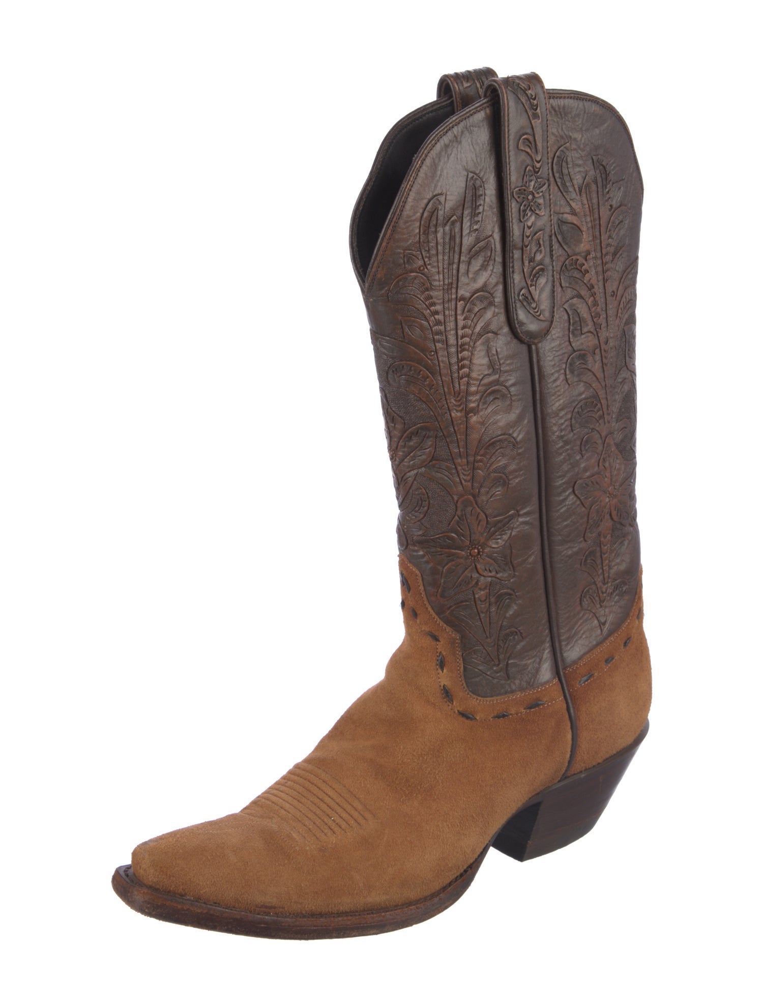 Stallion Boot & Belt Company Leather Colorblock Pattern Western Boots