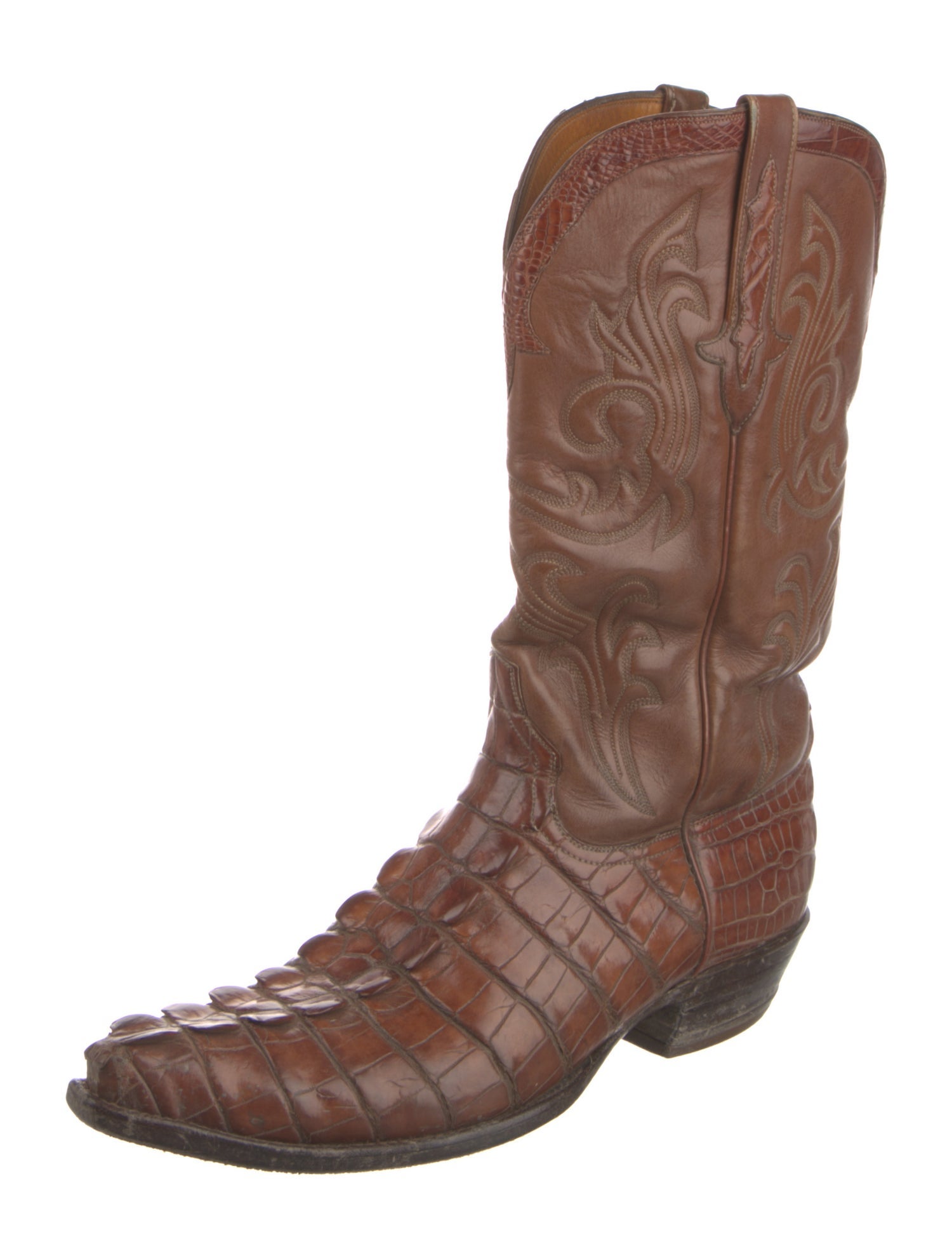 Stallion Boot & Belt Company Crocodile Embroidered Accent Western Boots
