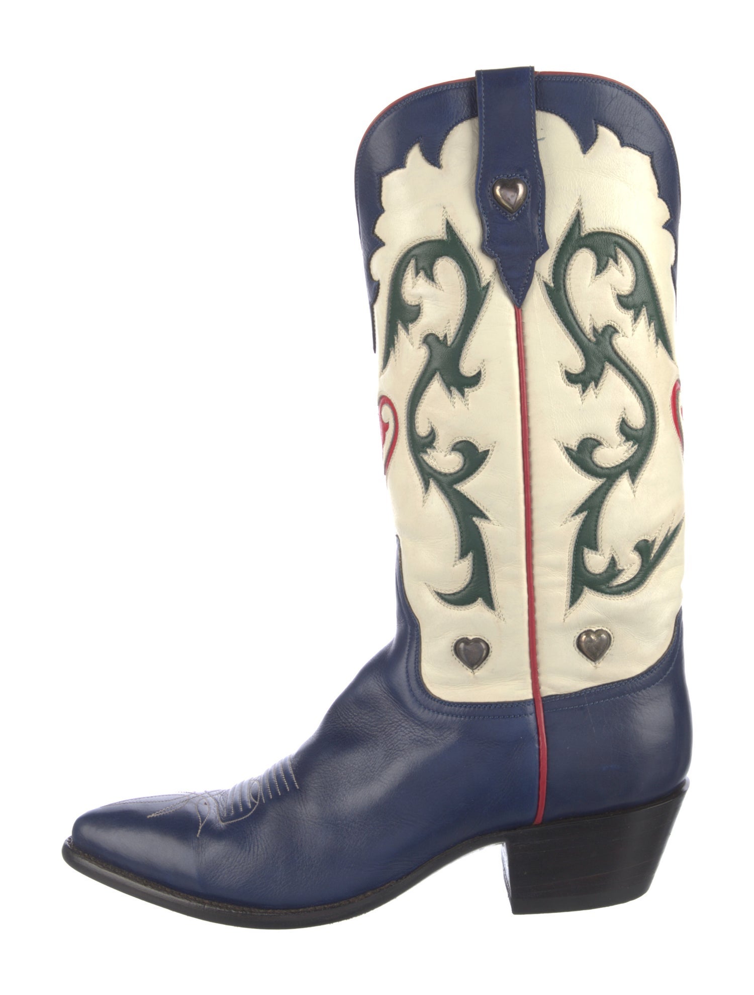 Stallion Boot & Belt Company Leather Colorblock Pattern Western Boots