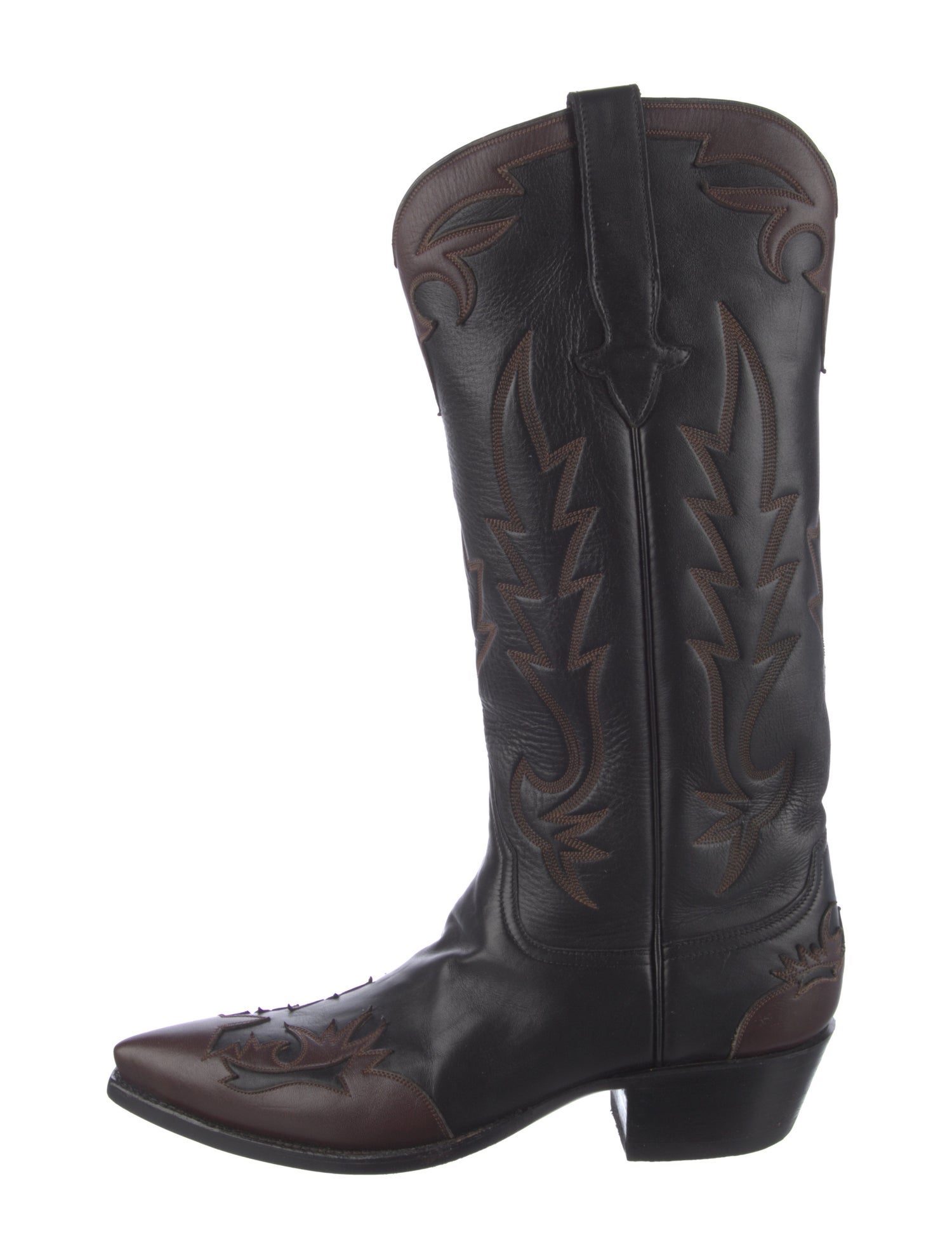 Stallion Boot & Belt Company Leather Embroidered Accent Western Boots