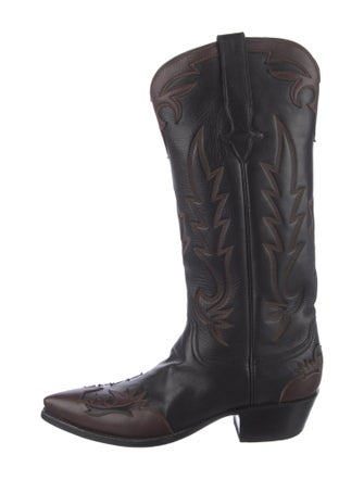 Stallion Boot & Belt Company Leather Embroidered Accent Western Boots