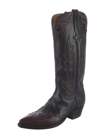 Stallion Boot & Belt Company Leather Embroidered Accent Western Boots