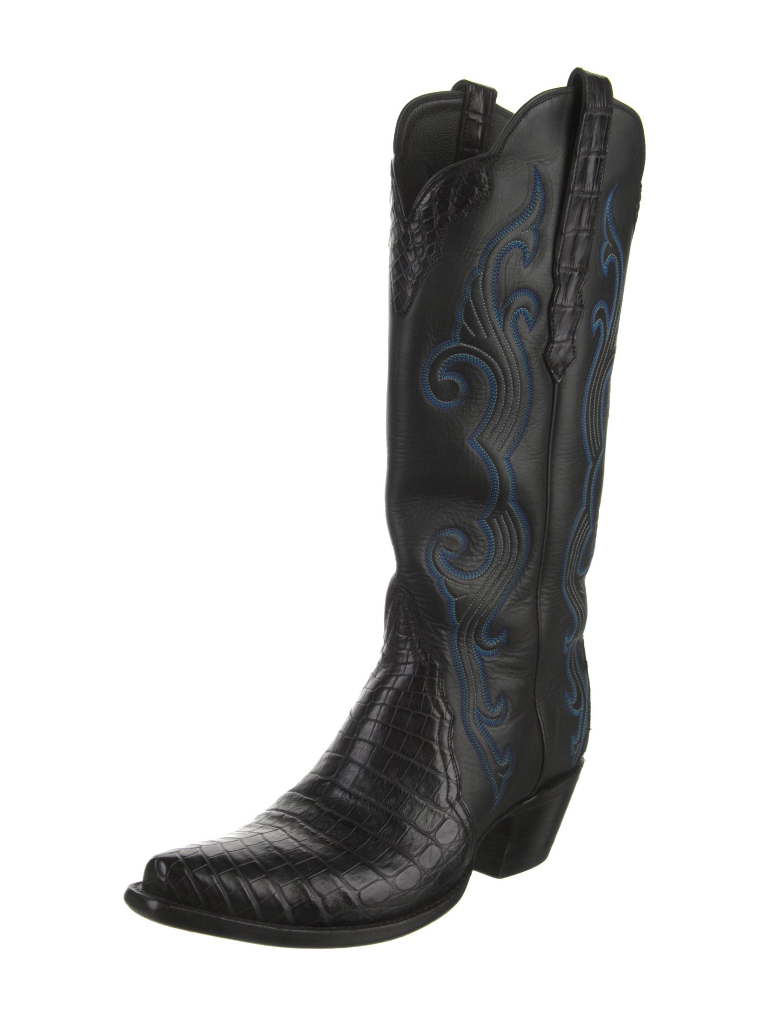 Stallion Boot & Belt Company Leather Embroidered Accent Western Boots