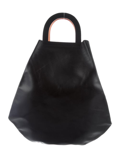 Building Block Stencil Leather Tote Black