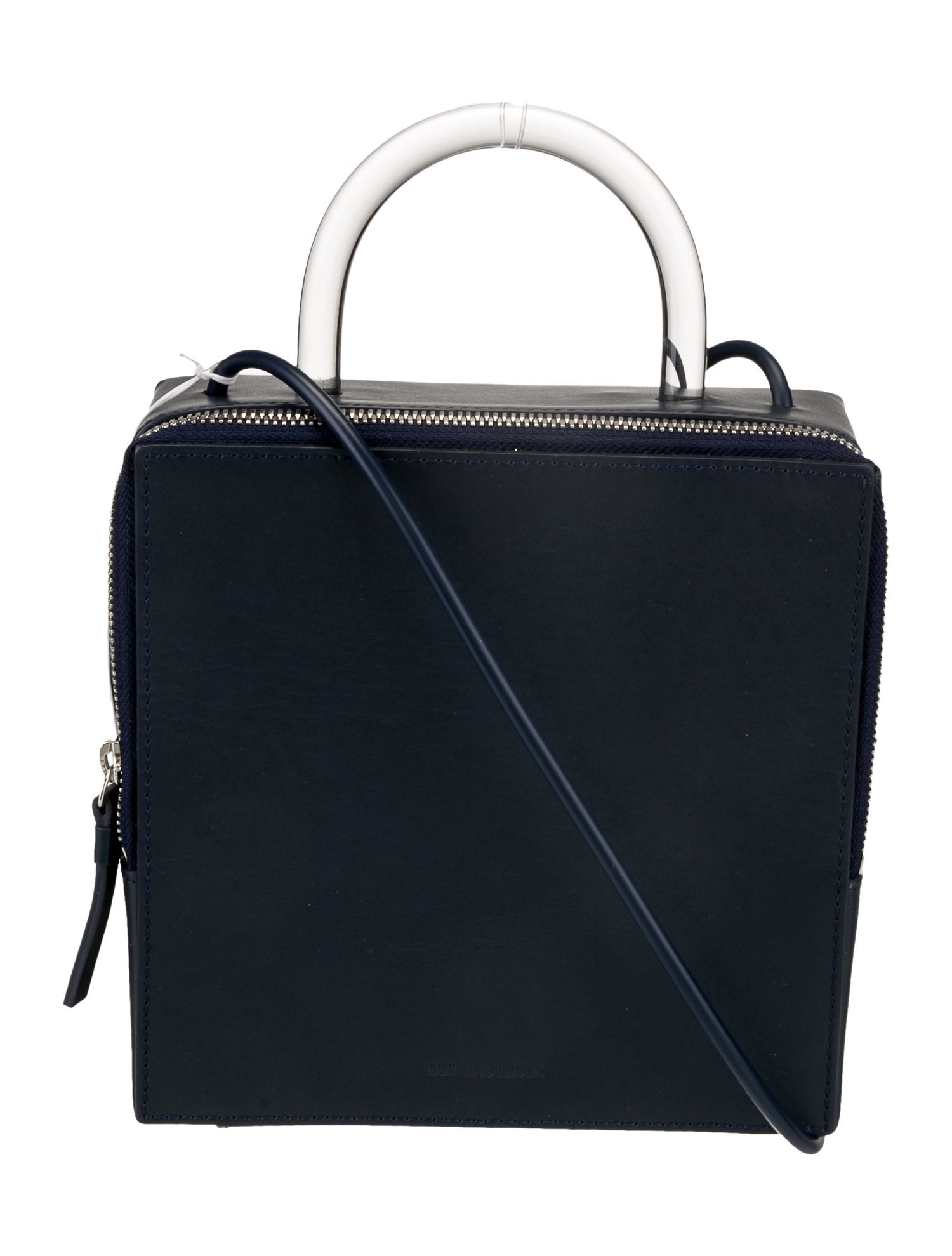 Building Block Leather Box Crossbody Bag - Burgundy