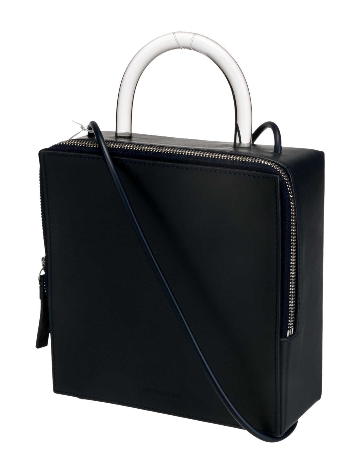 Building Block Leather Top Handle Bag