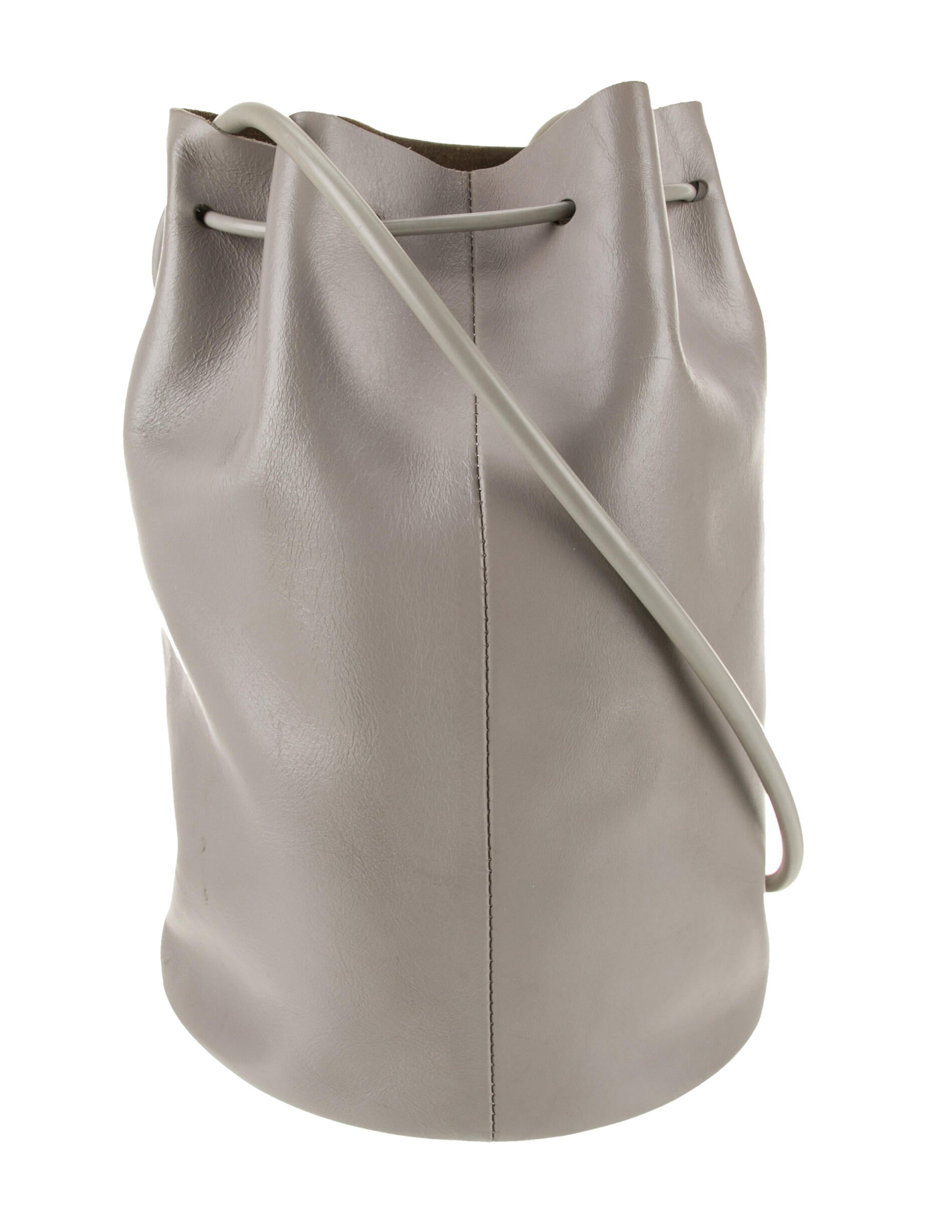 Building Block Leather Bucket Bag
