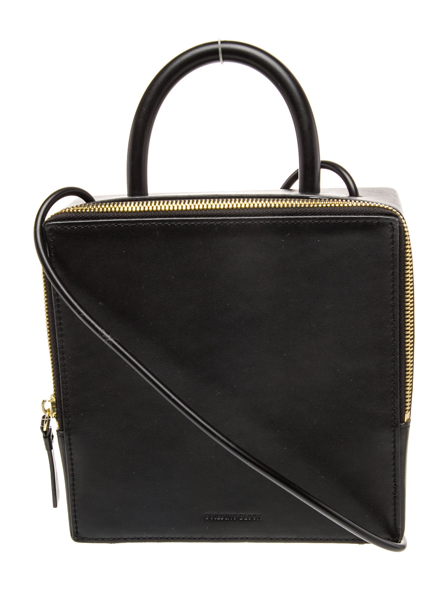 Building Block Leather Top Handle Bag