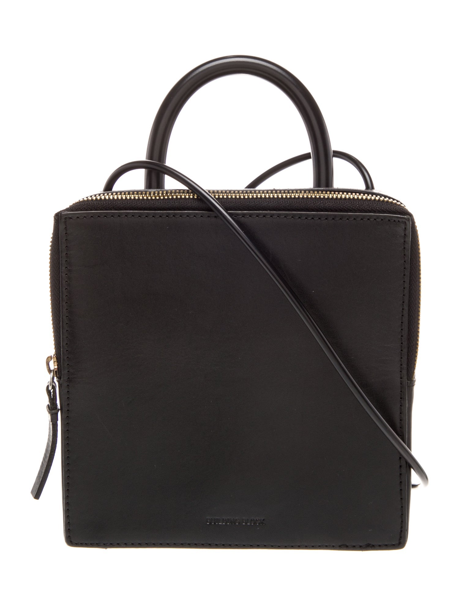 Building Block Leather Top Handle Bag