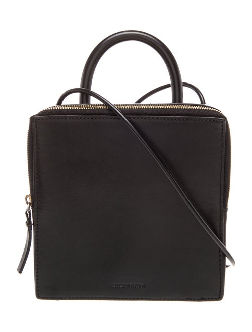 Building Block Leather Top Handle Bag