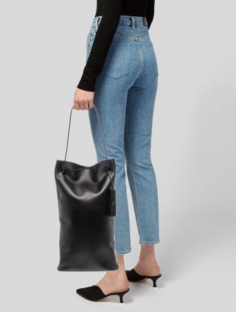 Building Block Leather Bucket Bag