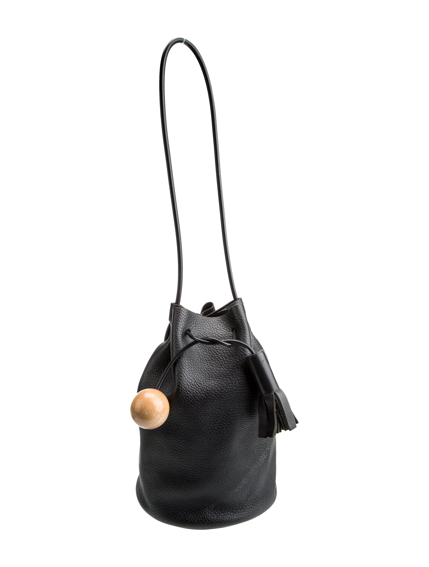 Building Block Leather Bucket Bag