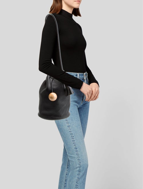 Building Block Leather Bucket Bag