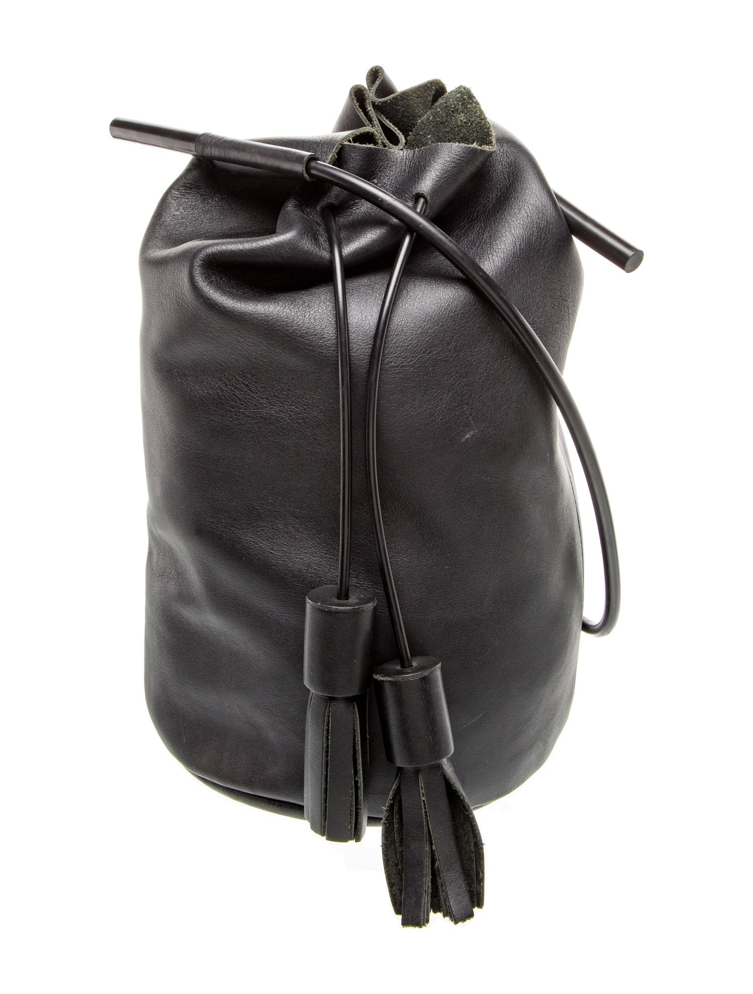 Building Block Leather Bucket Bag