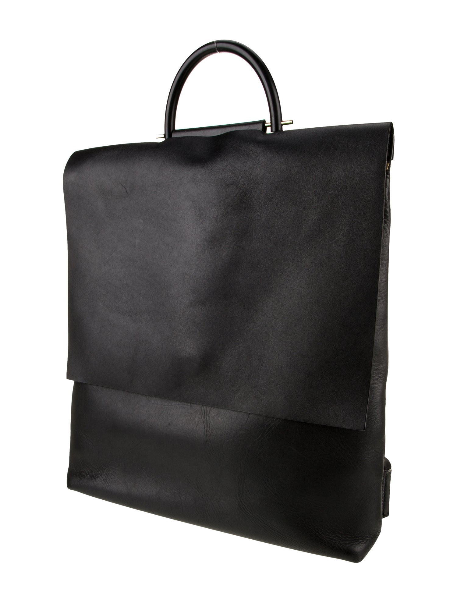 Building Block Leather Top Handle Bag