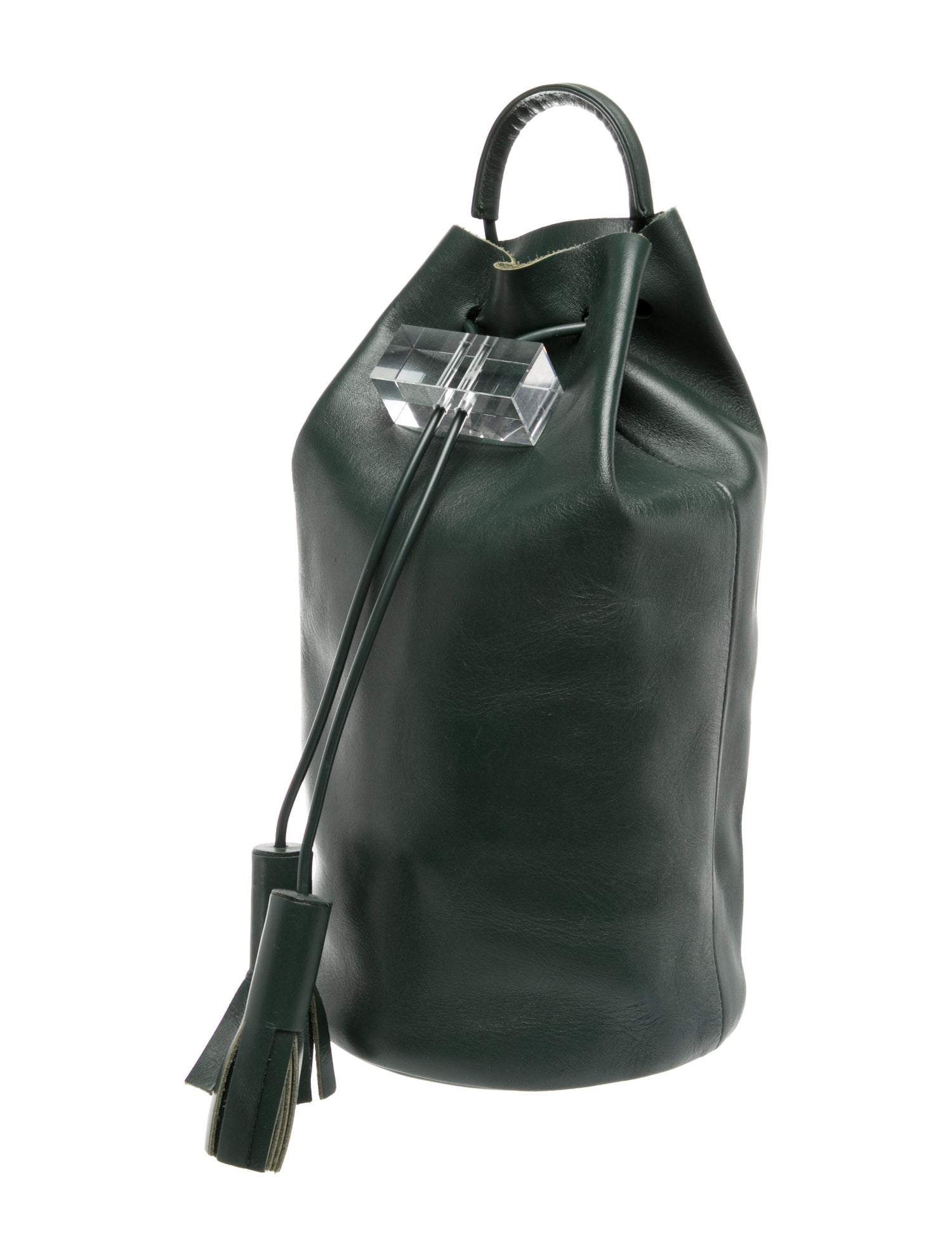 Building Block Leather Bucket Bag