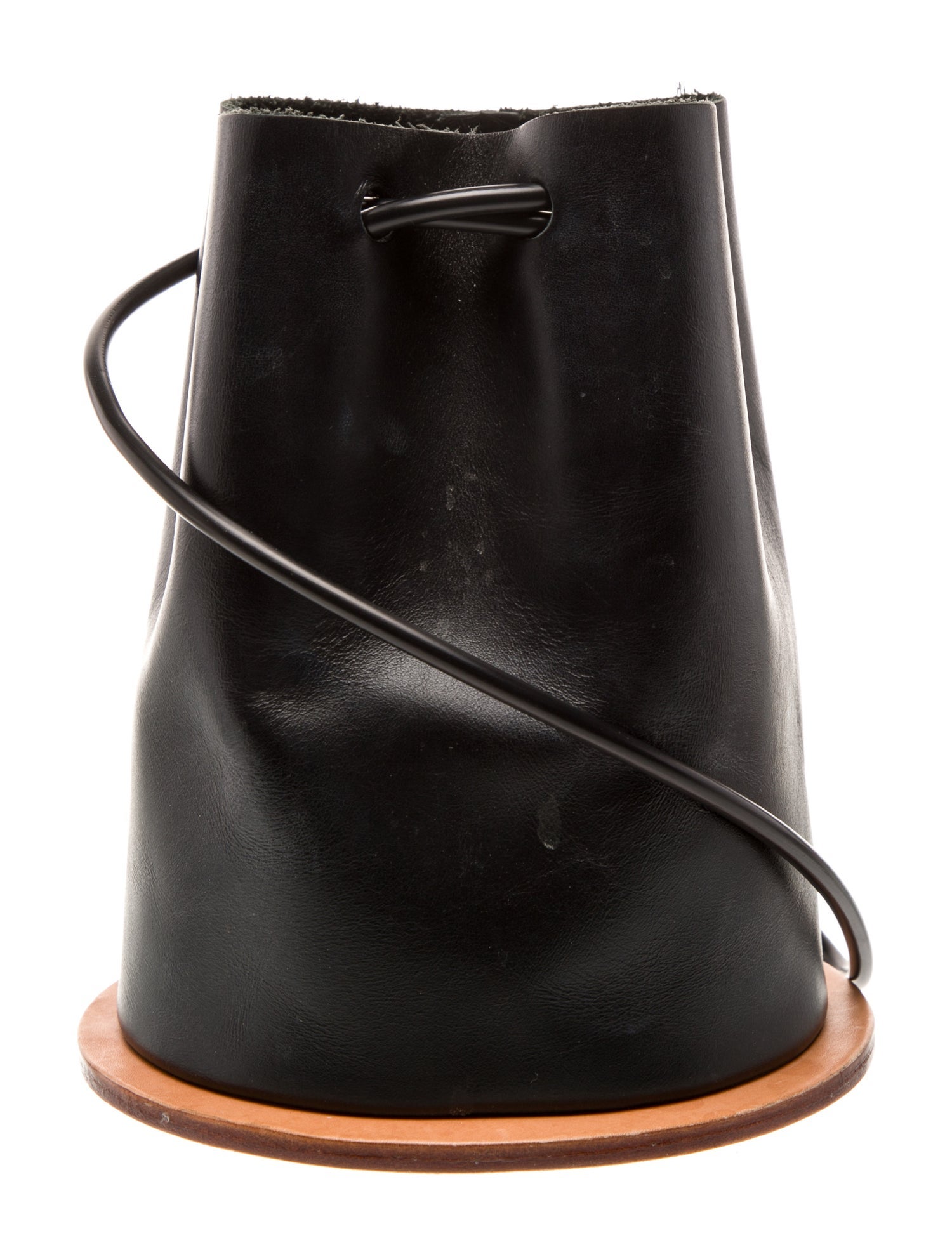 Building Block Leather Bucket Bag