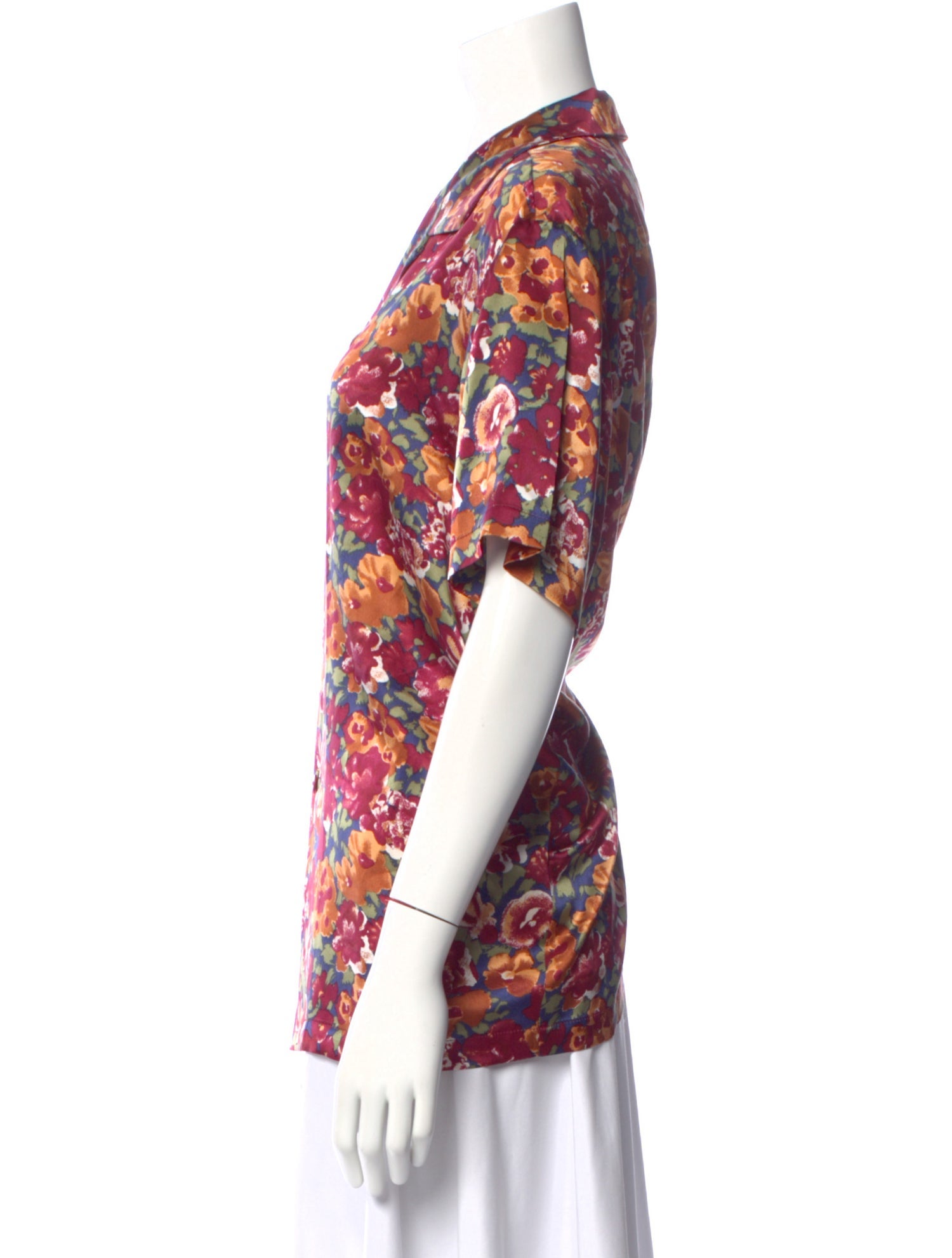 Bianca Chandon Silk Floral Print Button-Up Top