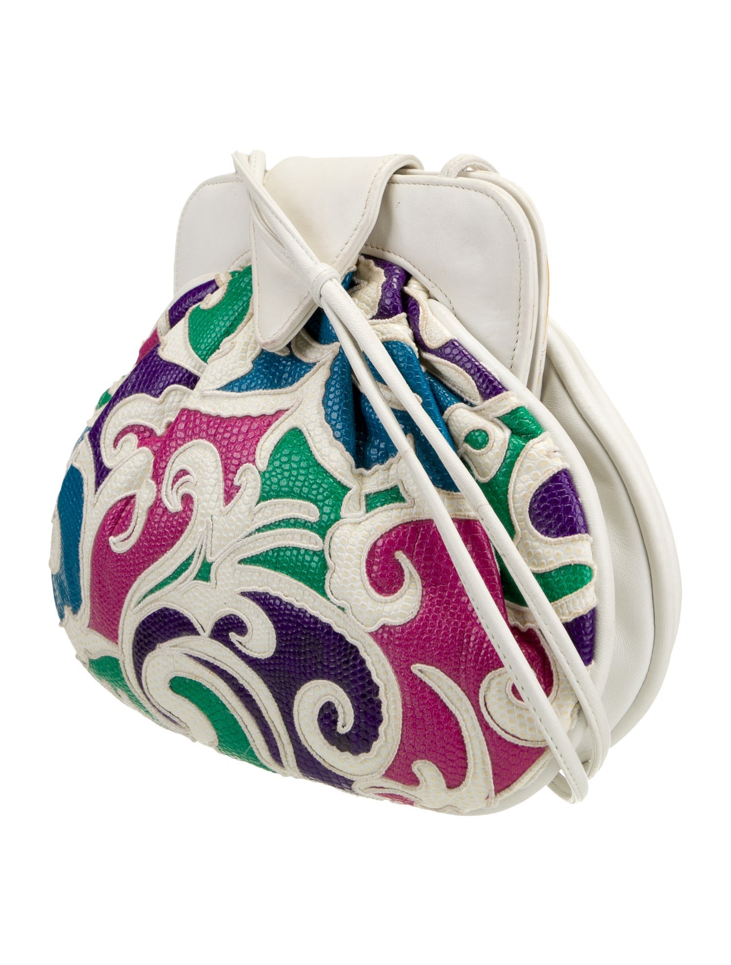 Braccialini Embossed Leather Messenger Bag