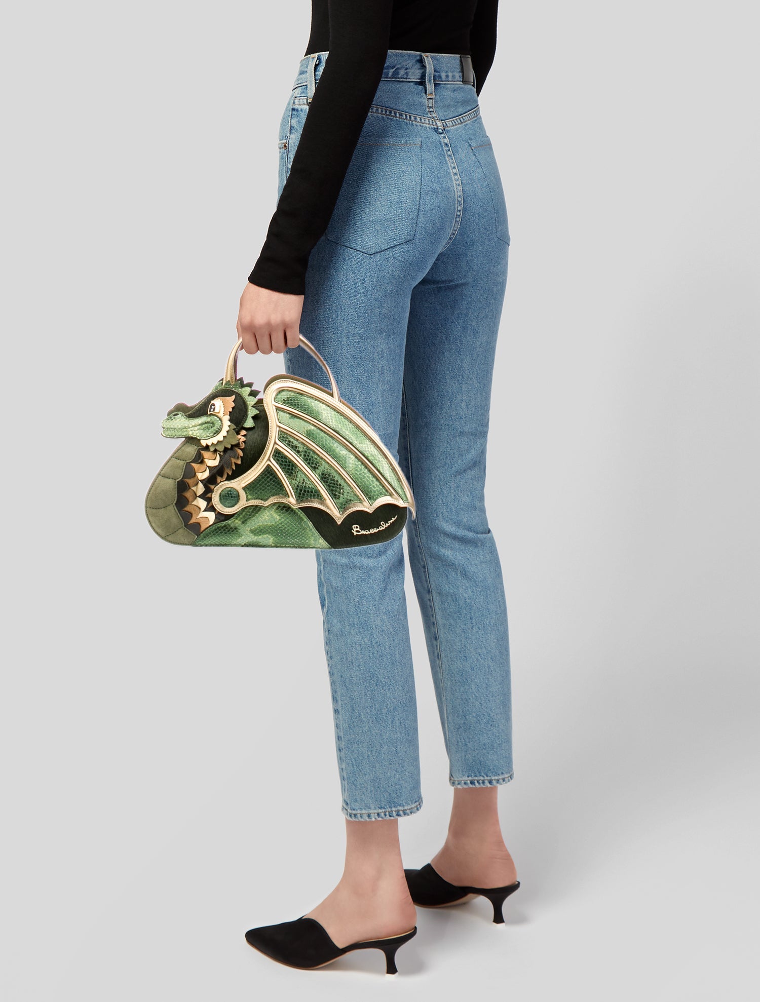 Braccialini Leather Top Handle Bag