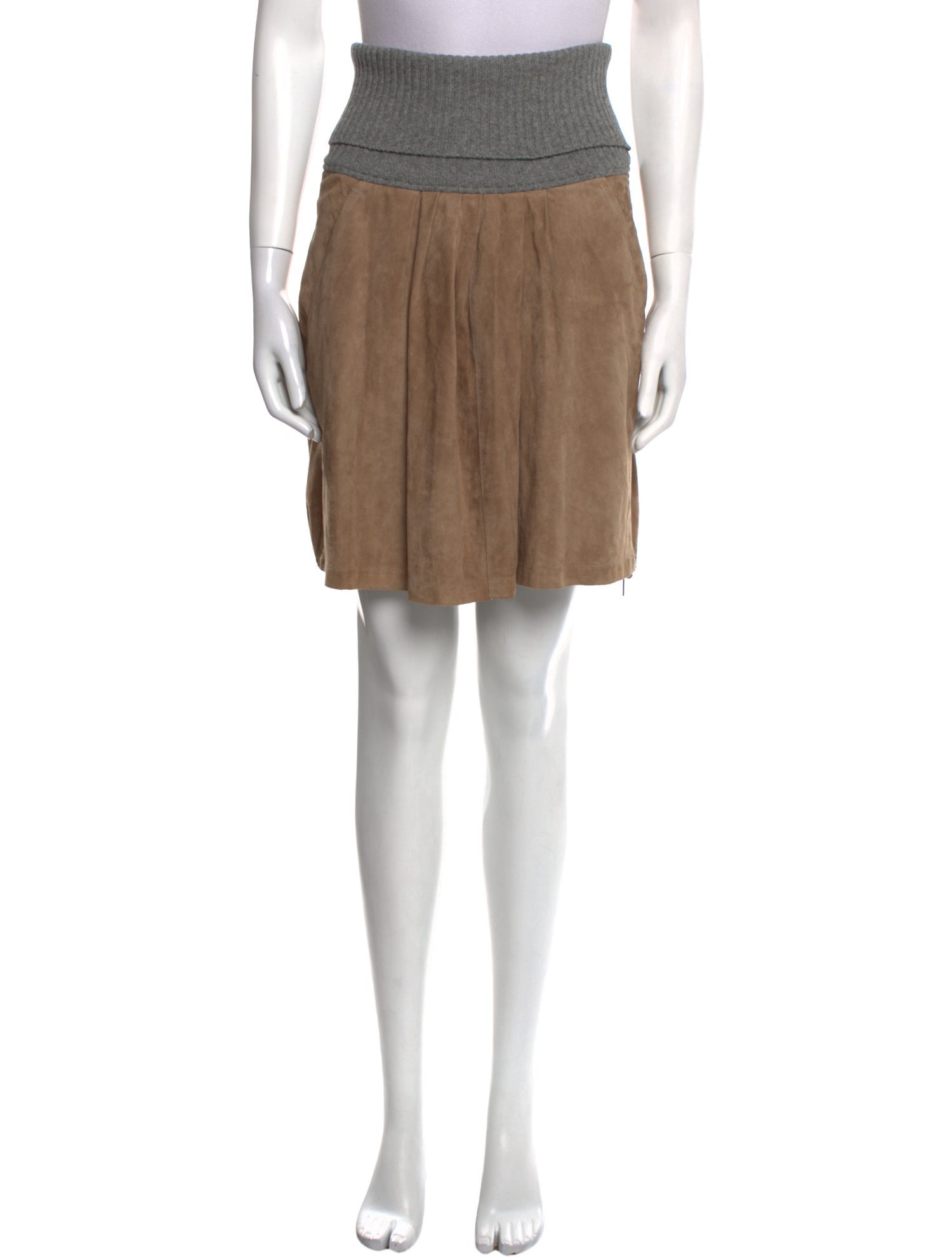 Brunello Cucinelli x Gunex Leather Knee-Length Skirt