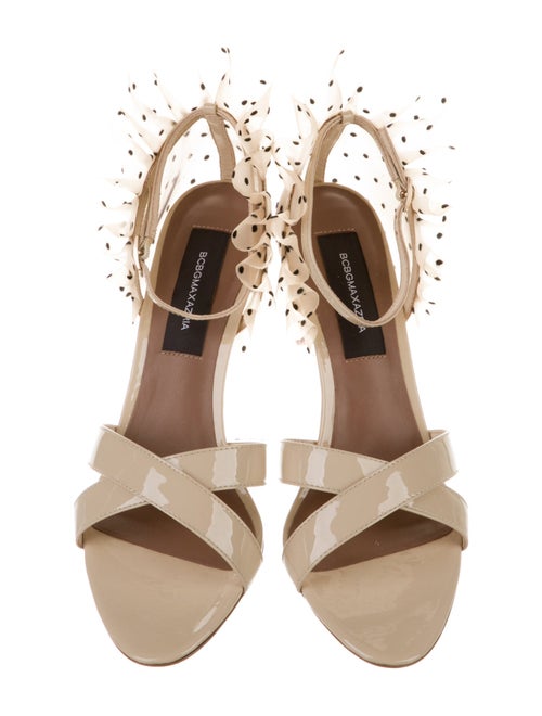 Bcbgmaxazria Patent Leather Ruffle Embellishment Sandals