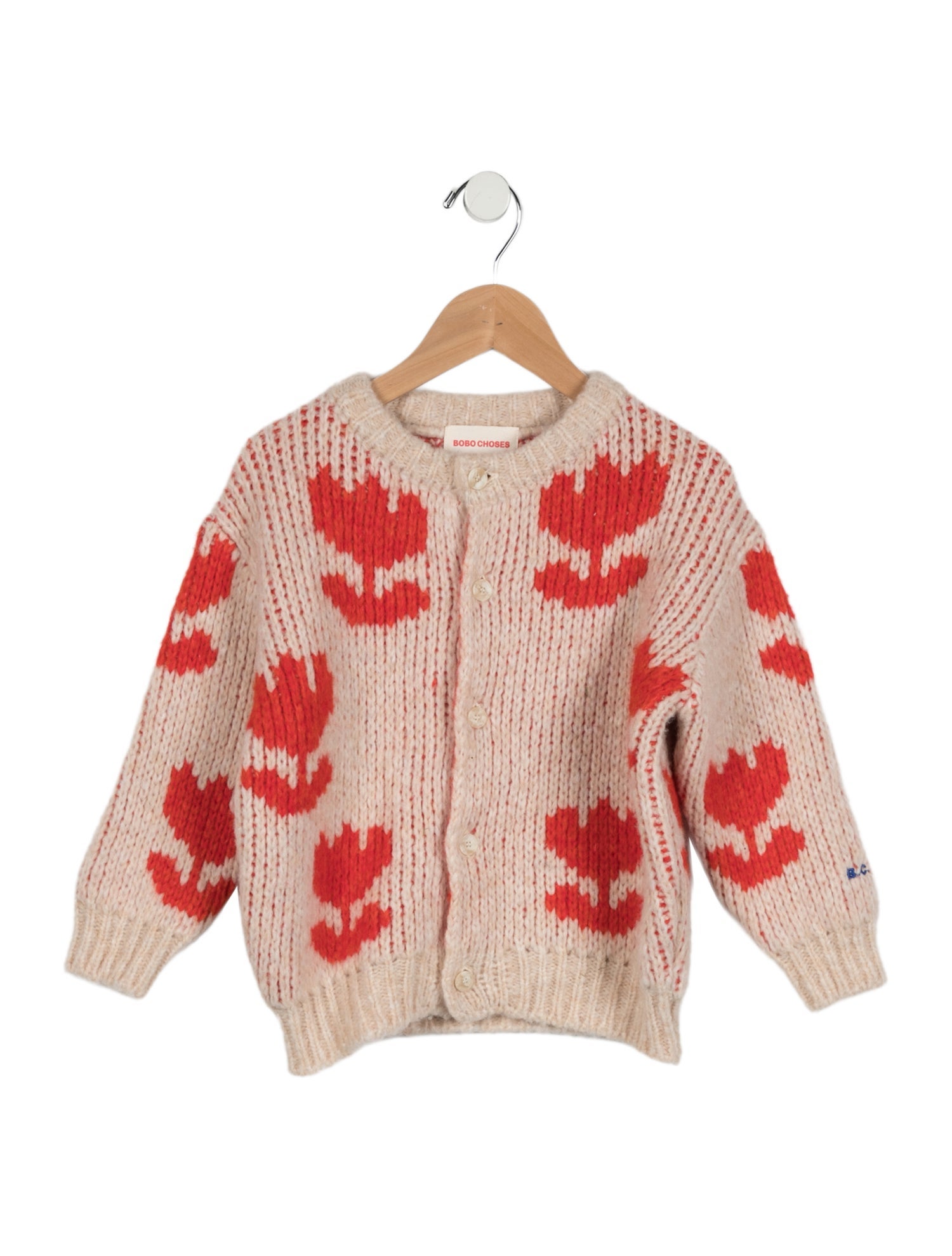 Bobo Choses Kids Girls' Peach Wool Cardigan