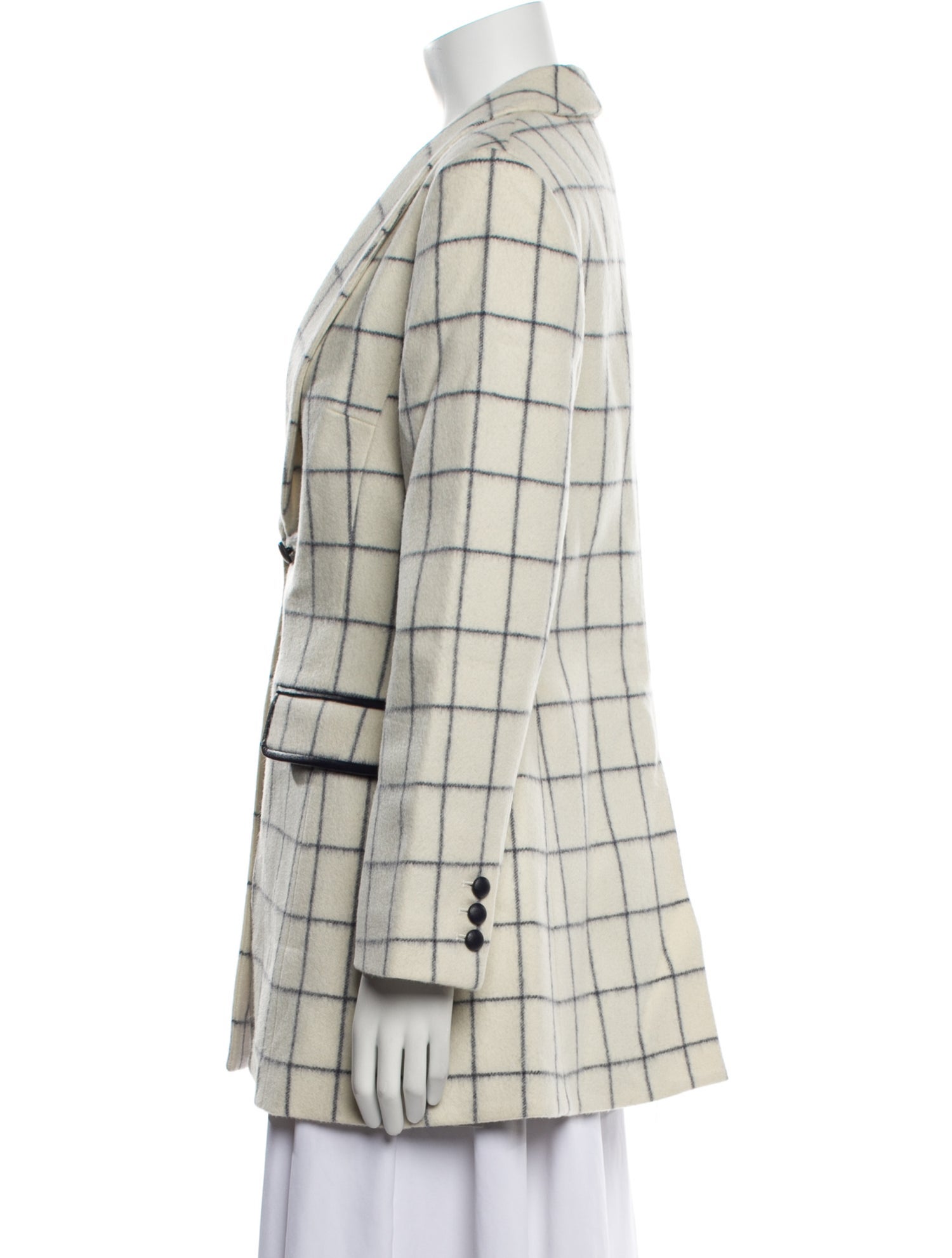 Becken Virgin Wool Plaid Print Coat