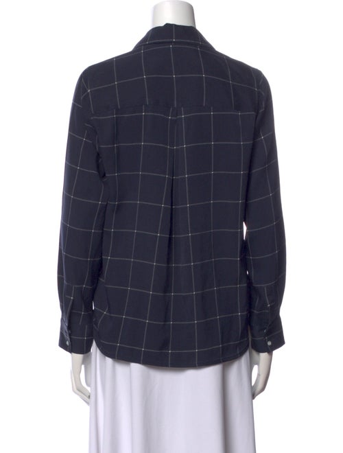 Becken Silk Plaid Print Button-Up Top