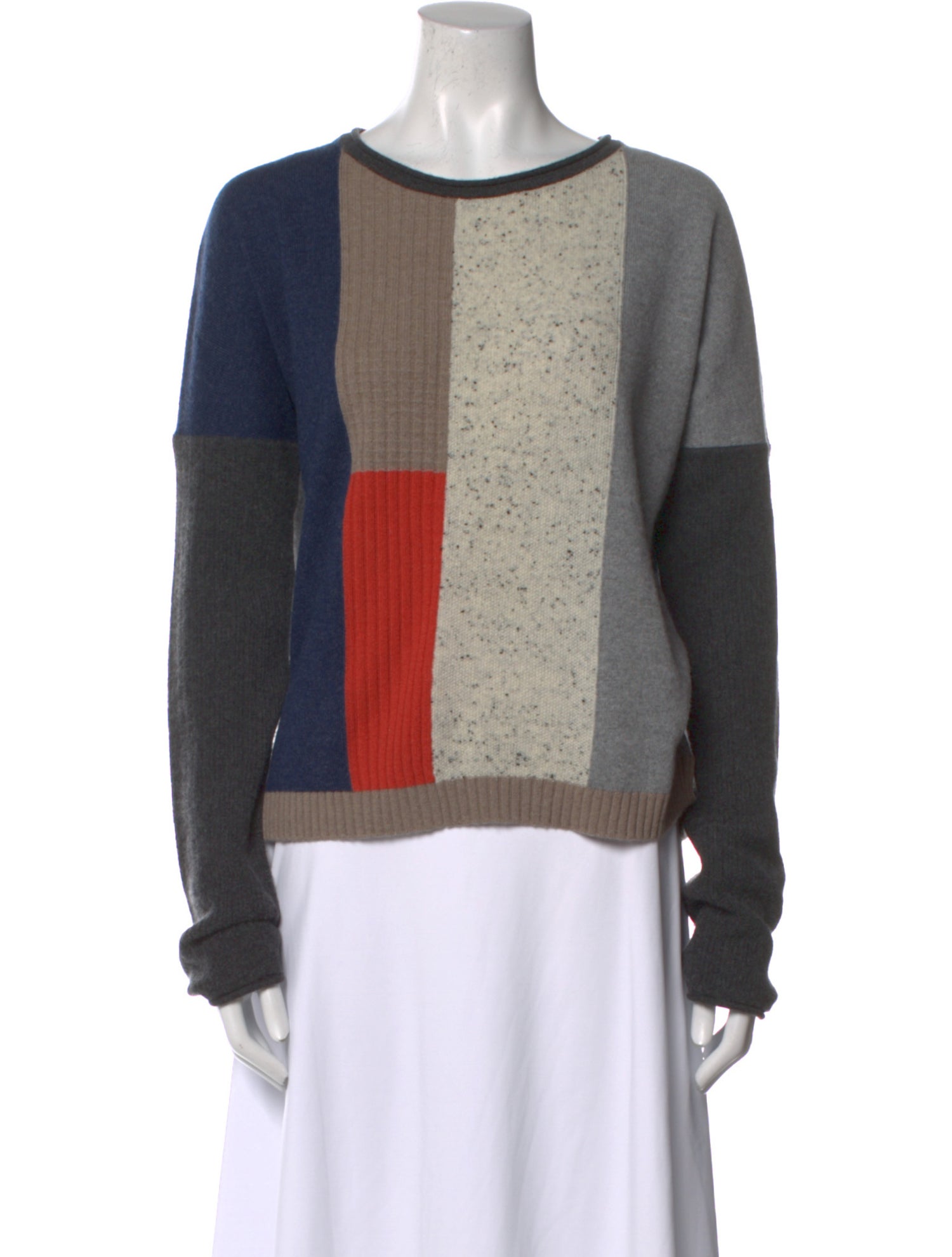 Becken Cashmere Colorblock Pattern Sweater